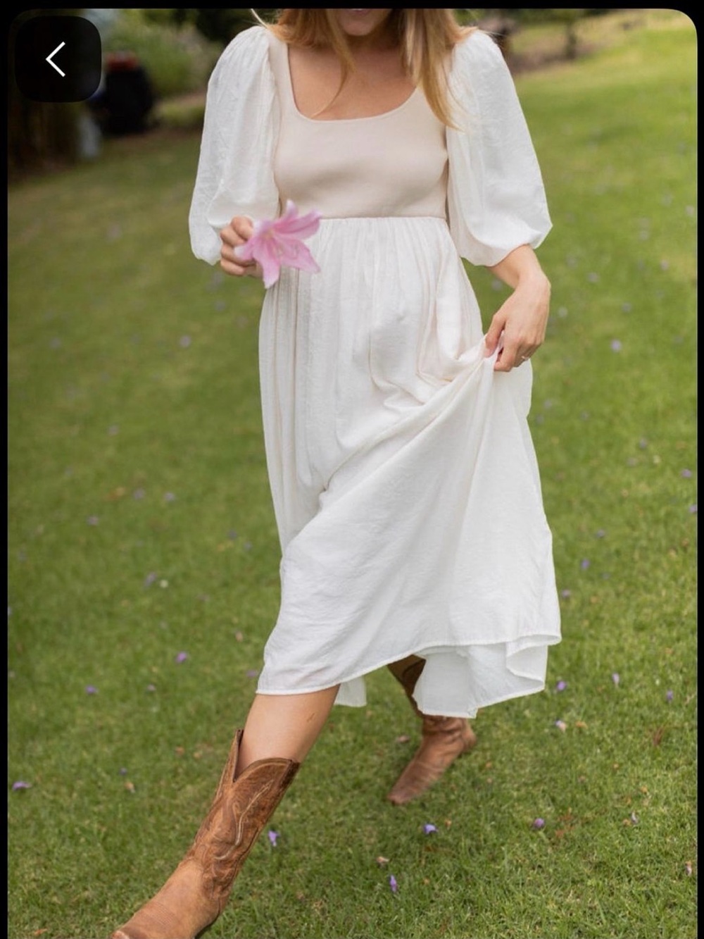 Neuflora Women's Cream Midi Dress - Lightweight Flowing Style
